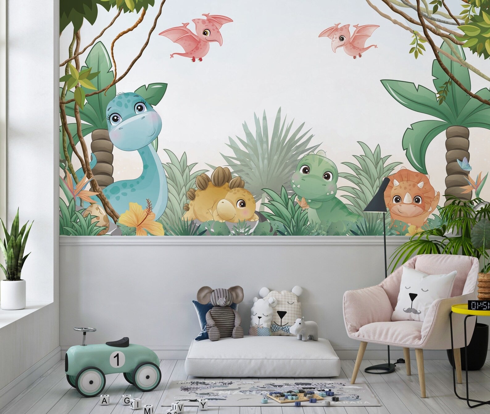 Papel para paredes Jungla jurassica  cute 3