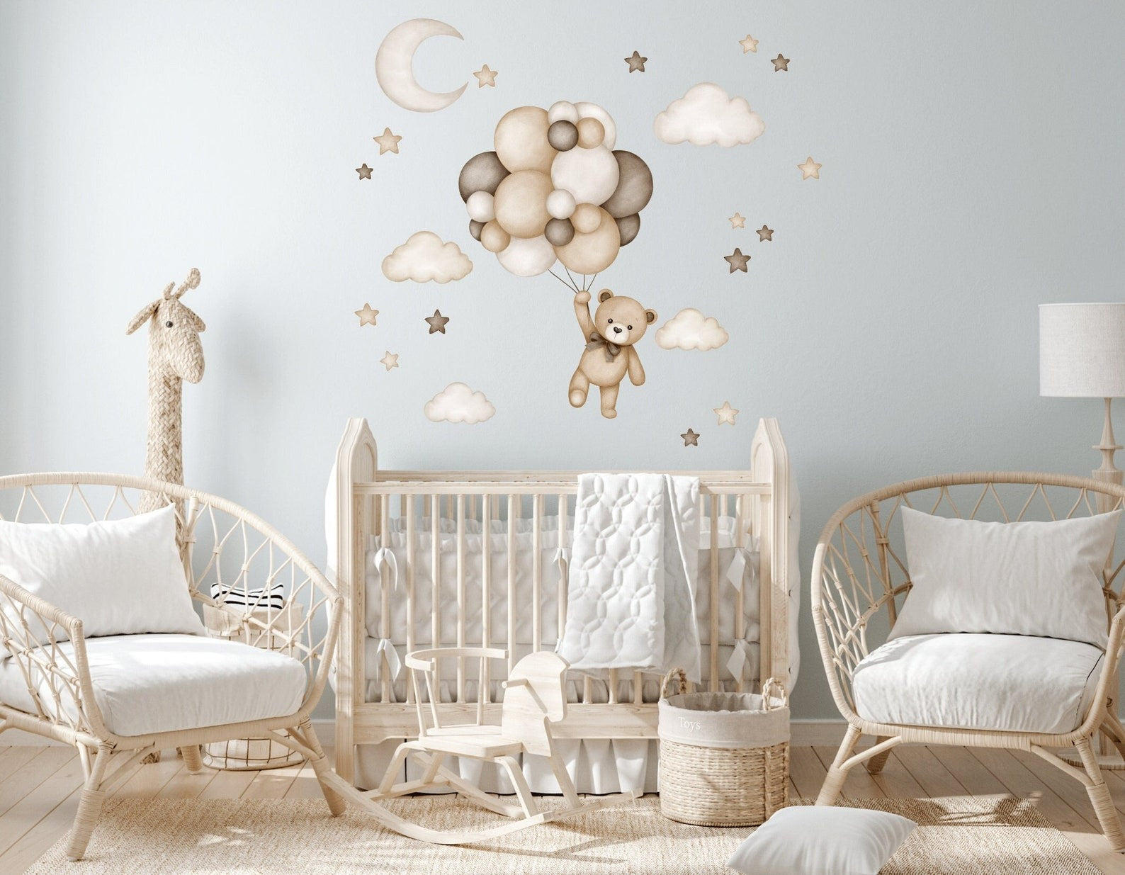 Vinilos decorativos Adhesivos infantiles de Pared de oso teddy marron globo