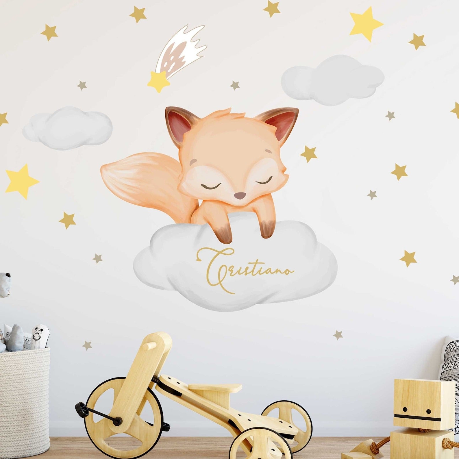 Vinilos decorativos Adhesivos infantiles de Pared Conjunto Animales en nube