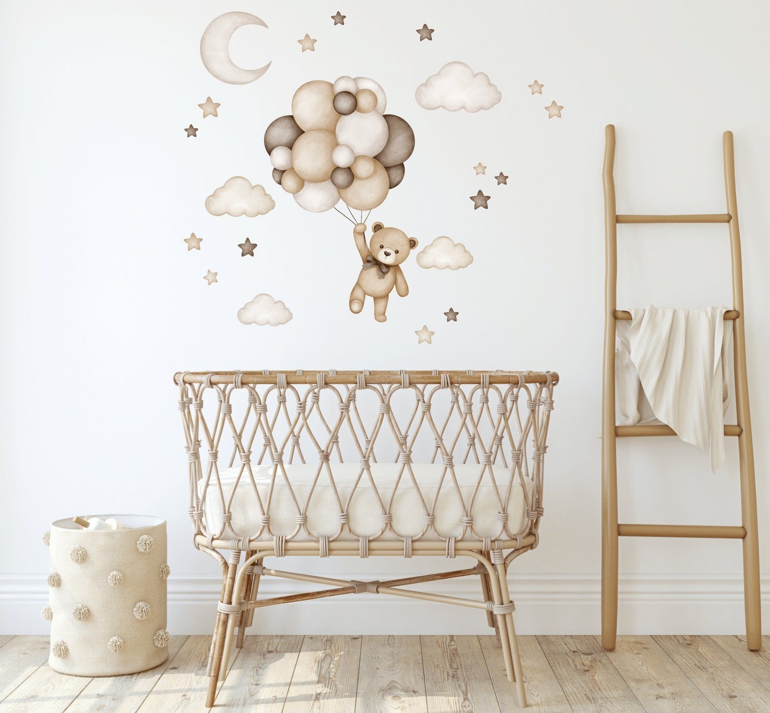Vinilos decorativos Adhesivos infantiles de Pared de oso teddy marron globo