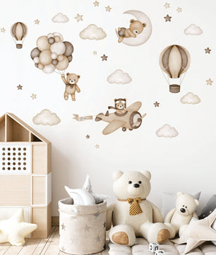 Vinilos decorativos Adhesivos infantiles de Pared de oso teddy marron