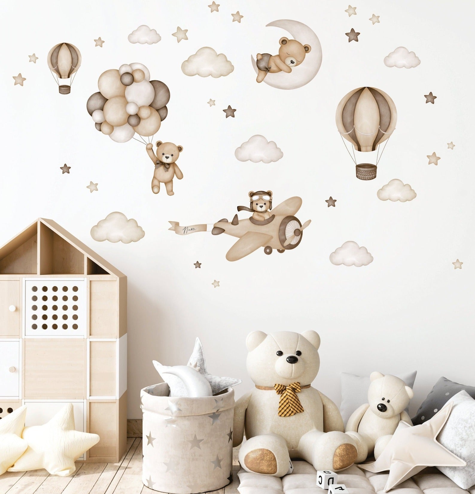 Vinilos decorativos Adhesivos infantiles de Pared de oso teddy marron