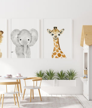 Cuadros decorativos infantiles Animales Elefante, Leon, Jirafa