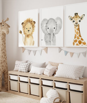 Cuadros decorativos infantiles Animales Elefante, Leon, Jirafa