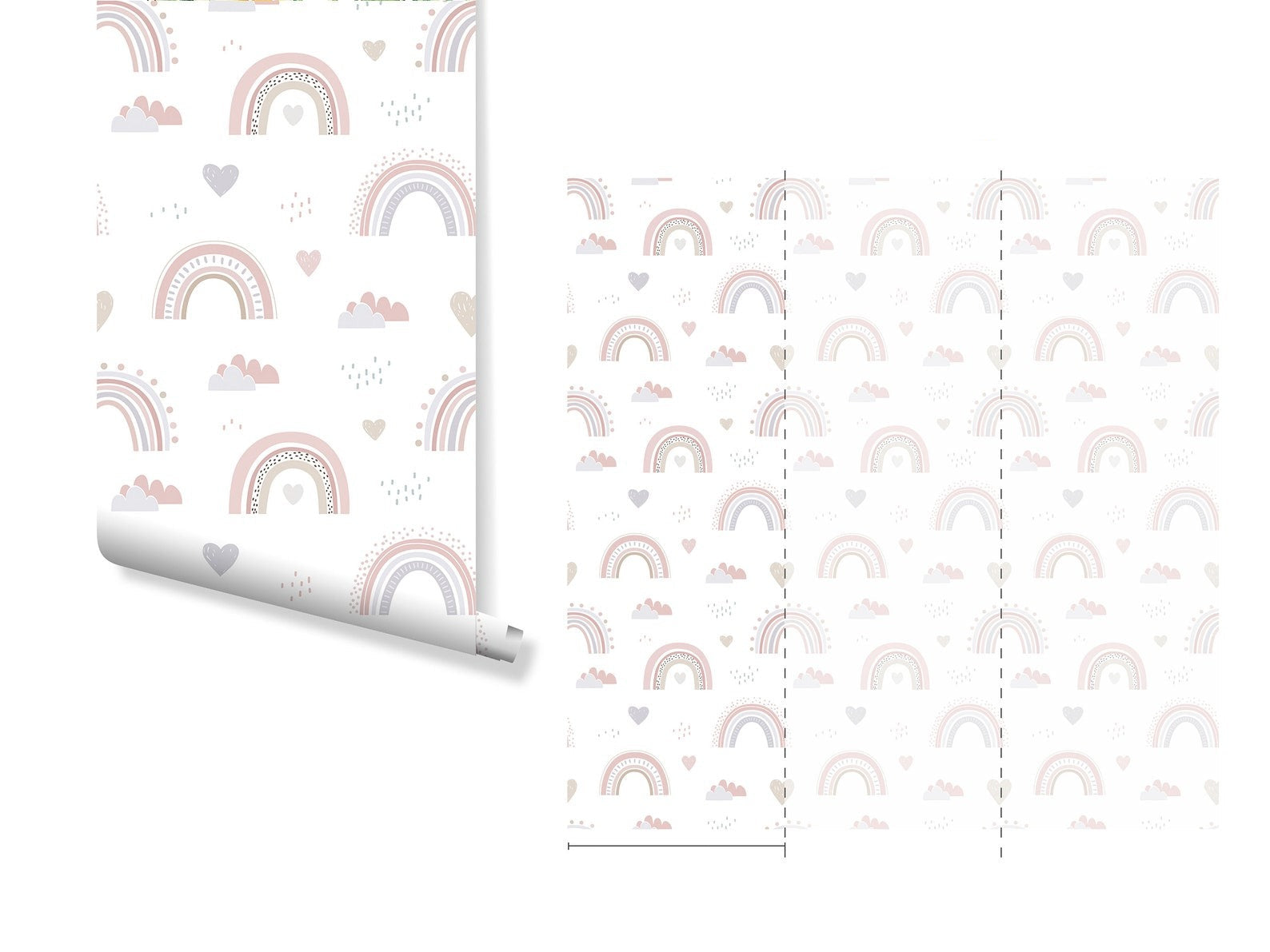 Papel para paredes Mosaico Arcoiris con Corazones