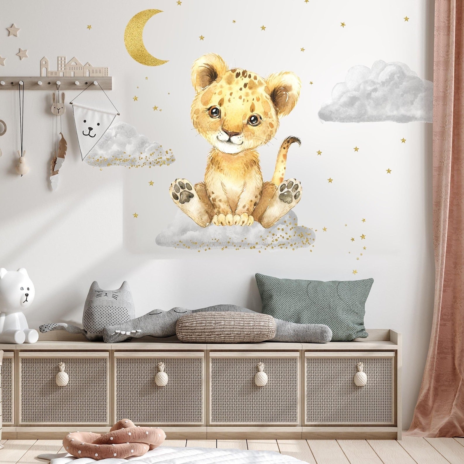 Vinilos decorativos Adhesivos infantiles de Pared Conjunto Animales en nube