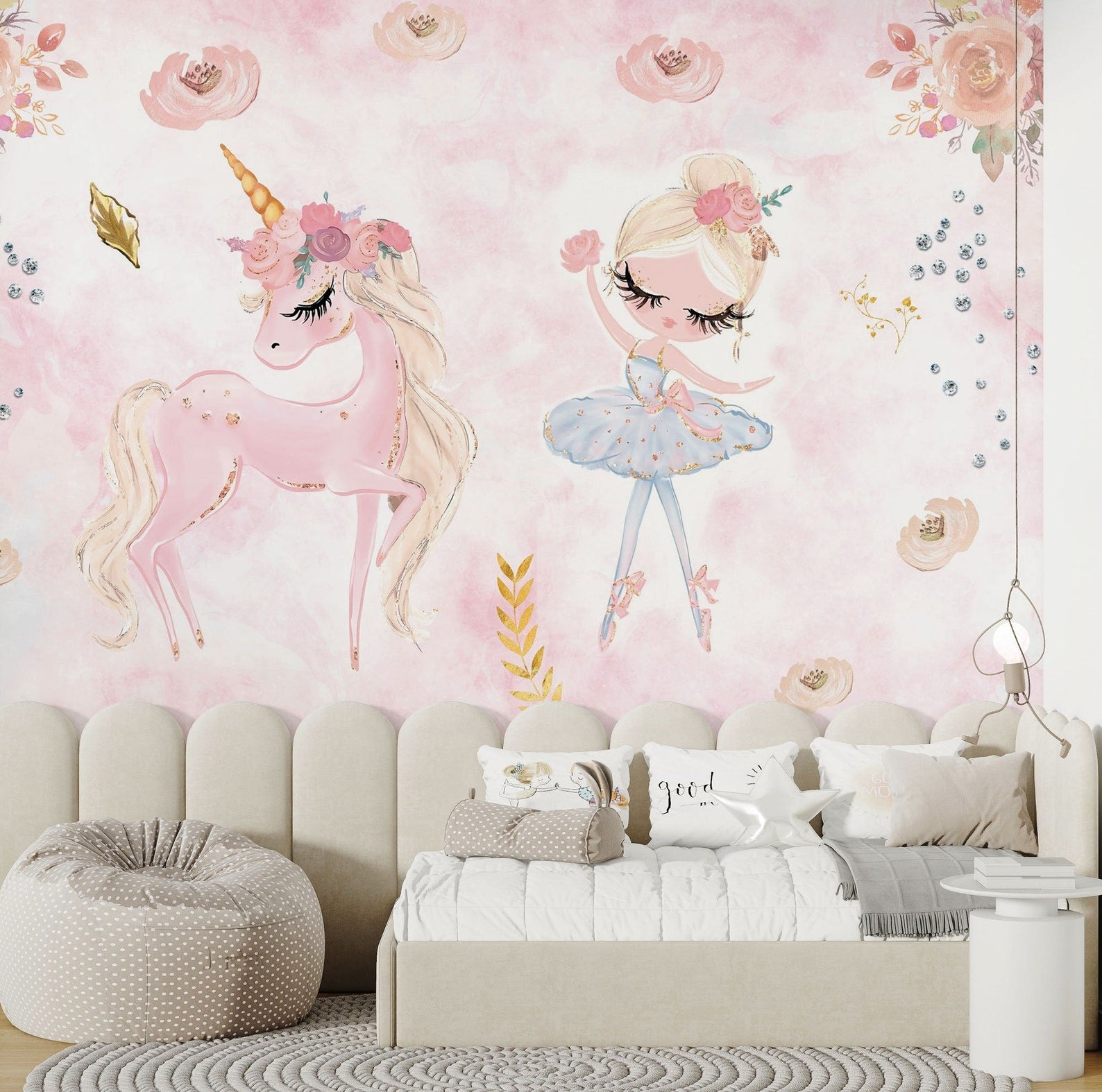 Papel para paredes Unicornio con Bailarina 2