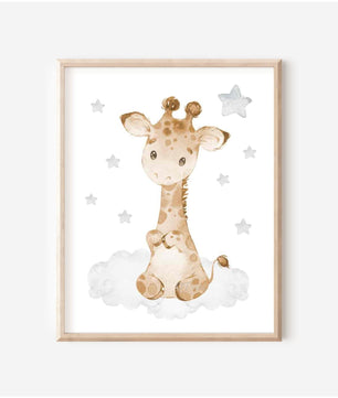 Cuadros Decorativos infantiles Modernos Animales en nube beige