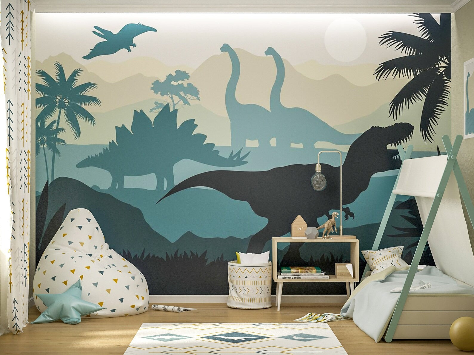 Papel para paredes Silueta jurassica