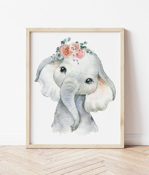 Cuadros Decorativos infantiles Modernos Animales con flores y nombre personalizado