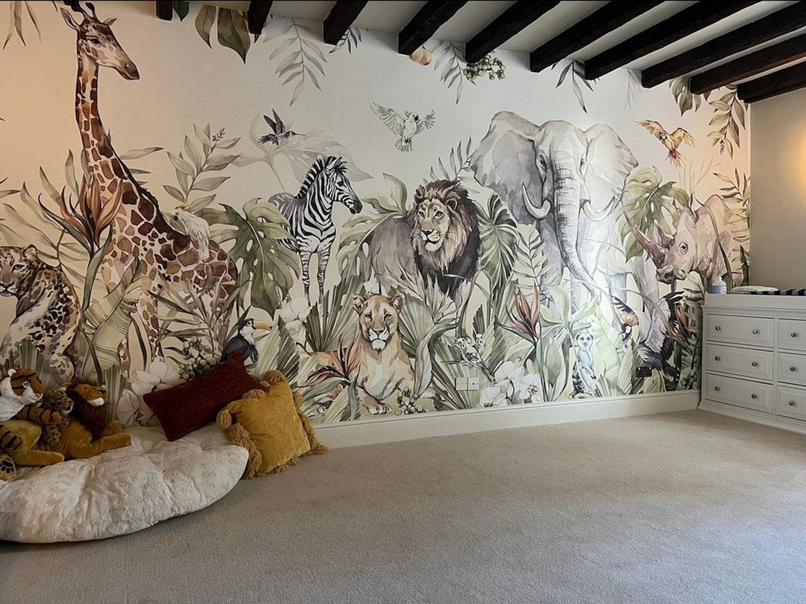 Papel para paredes infantil Paraíso safari acuarela