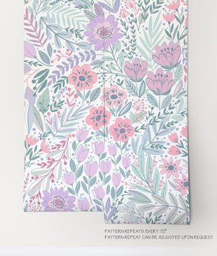 Papel para paredes diseño floral para habitación de bebé o de niña
