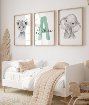 Cuadros Decorativos infantiles Modernos Animales de la selva con nombre