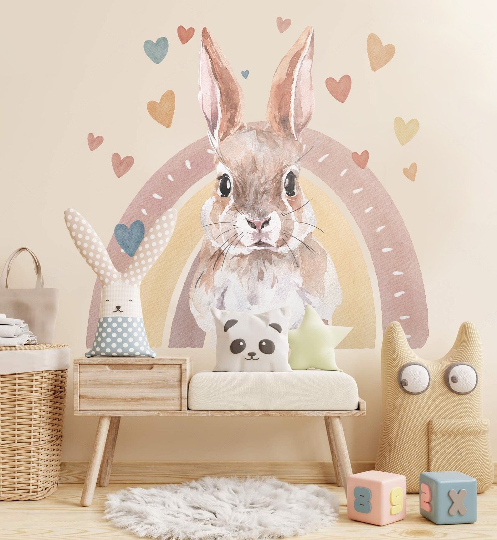 Vinilos decorativos Adhesivos infantiles de Pared  Conejo Arcoiris