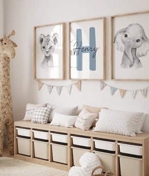Cuadros Decorativos infantiles Modernos Animales de la selva con nombre
