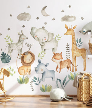 Vinilos decorativos Adhesivos infantiles animales safari