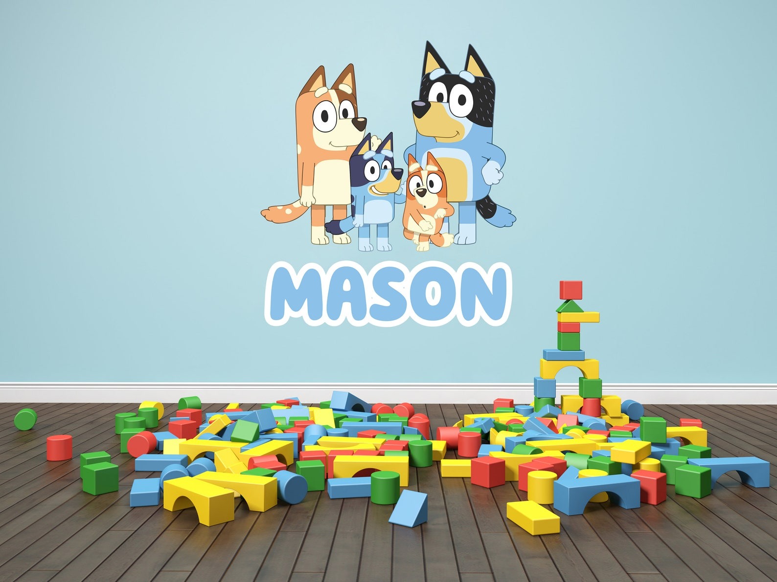 Vinilos decorativos Adhesivos infantiles de Pared Bluey Familia 6