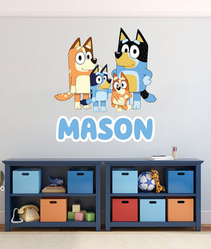 Vinilos decorativos Adhesivos infantiles de Pared Bluey Familia 6