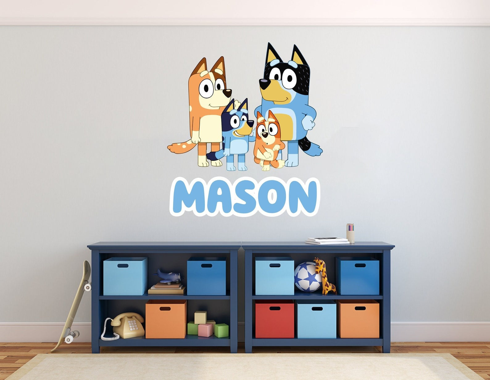 Vinilos decorativos Adhesivos infantiles de Pared Bluey Familia 6