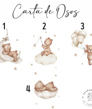 Cuadros Decorativos infantiles Modernos Osos en nube con nombre personalizado