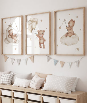 Cuadros Decorativos infantiles Modernos Osos en nube