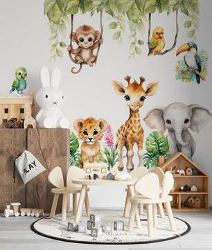 Vinilos decorativos Adhesivos infantiles de Pared  animales en la selva (0146)
