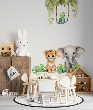 Vinilos decorativos Adhesivos infantiles de Pared  animales en la selva (0146)