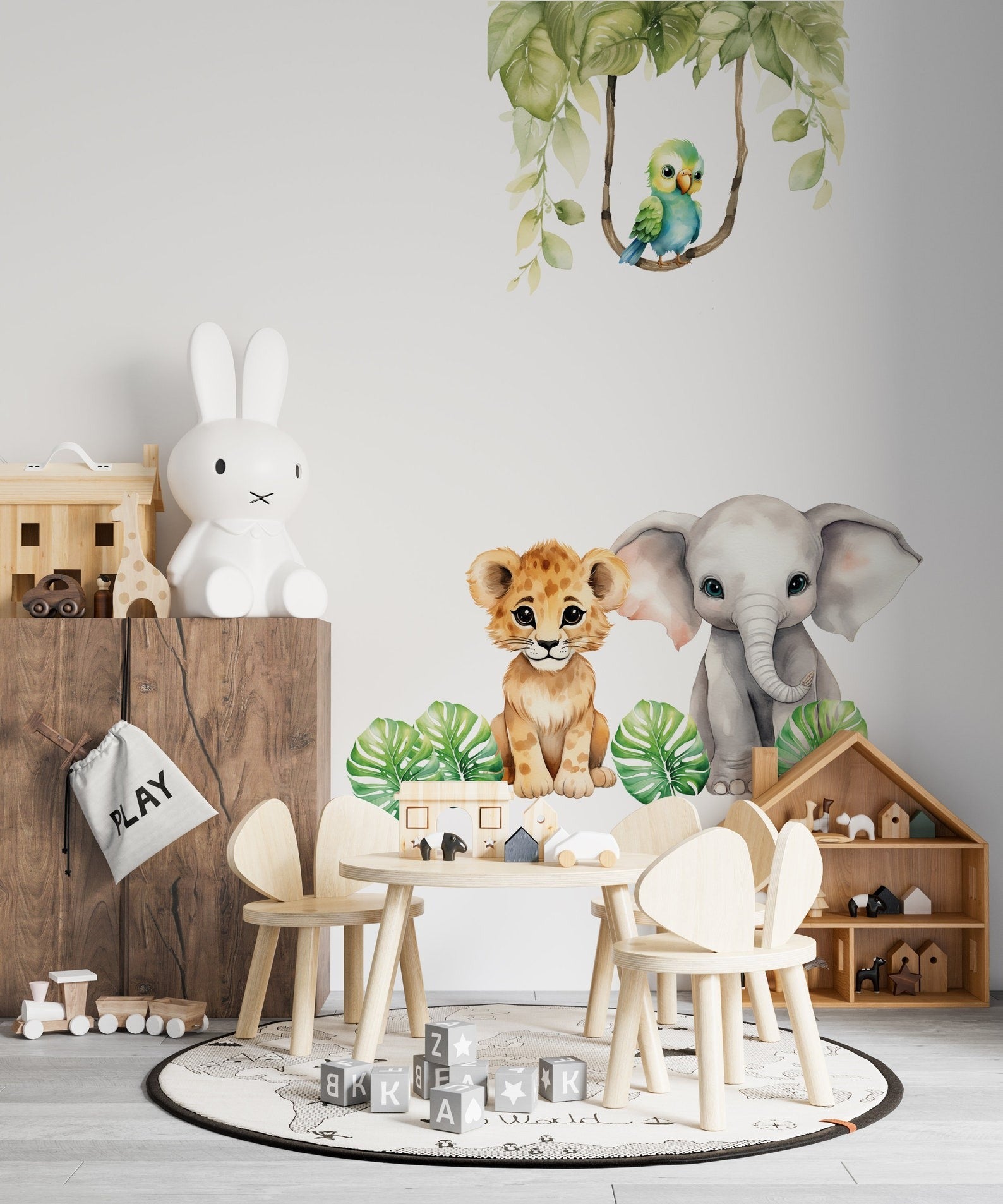 Vinilos decorativos Adhesivos infantiles de Pared  animales en la selva (0146)
