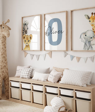 Cuadros Decorativos infantiles Modernos Animales con nombre personalizado