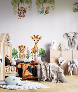 Vinilos decorativos Adhesivos infantiles de Pared  animales en la selva (0146)