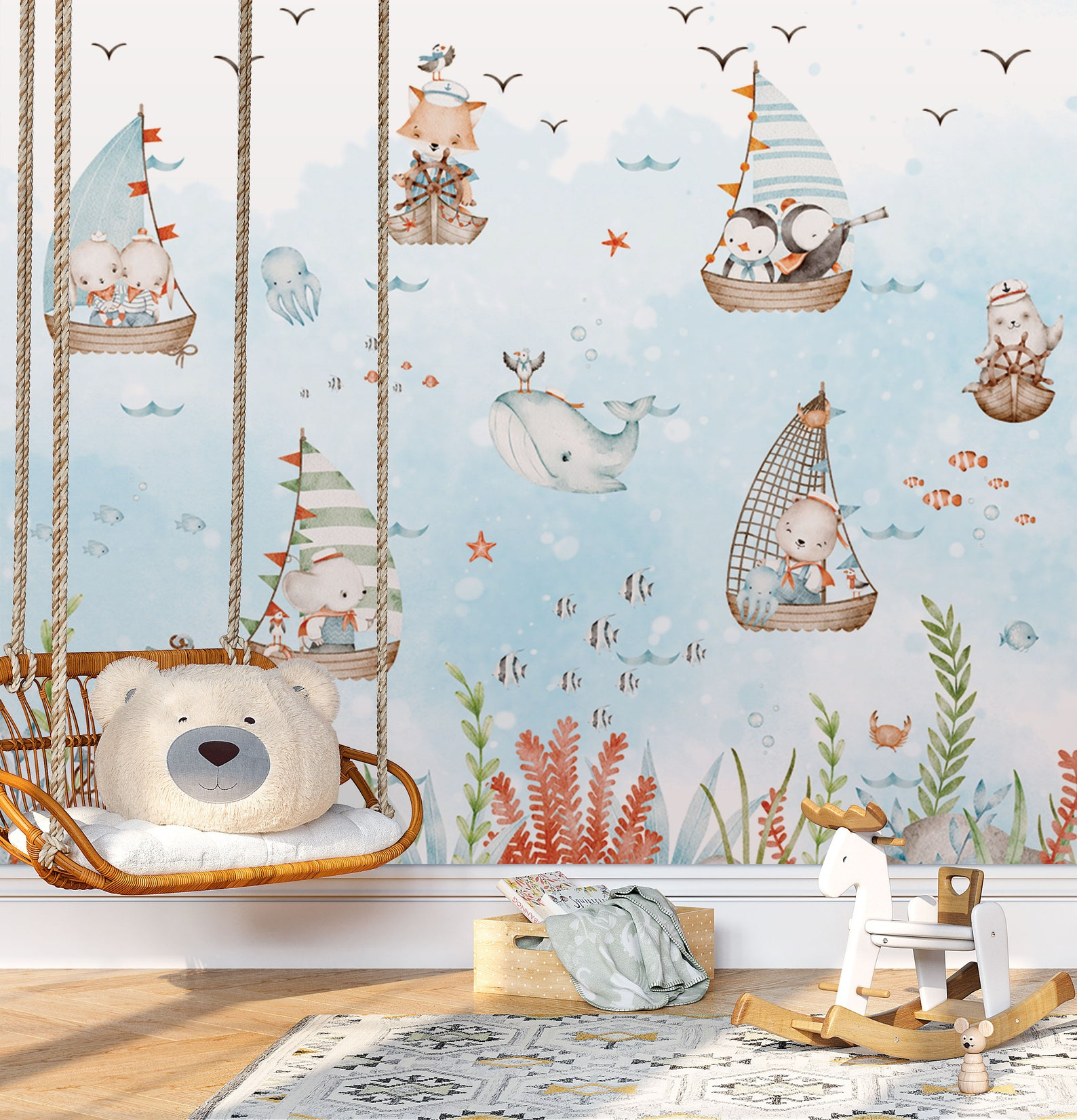 Papel para paredes Animalitos Marinos