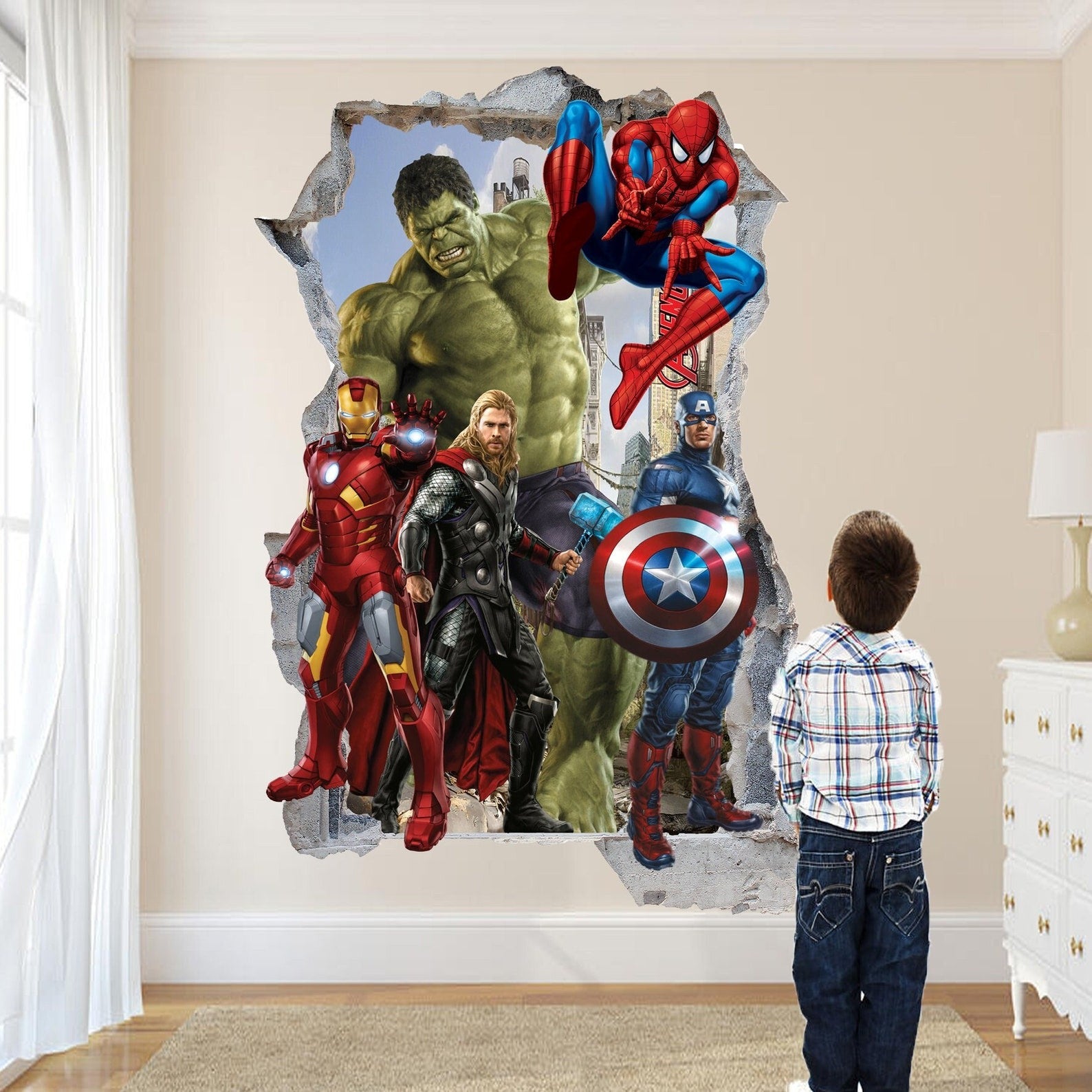 Vinilos decorativos Adhesivos infantiles de pared los vengadores 10