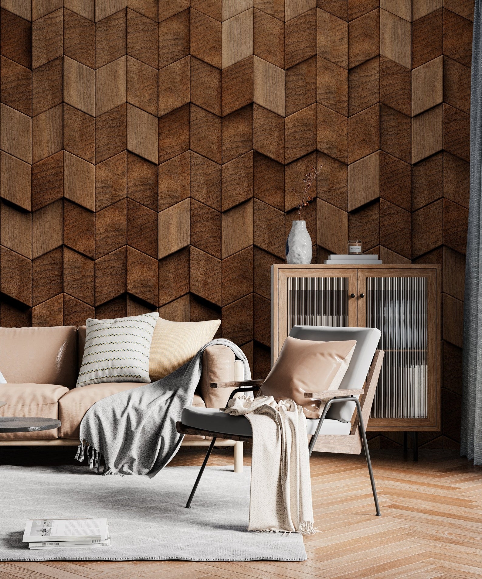 Papel para paredes Madera 3D