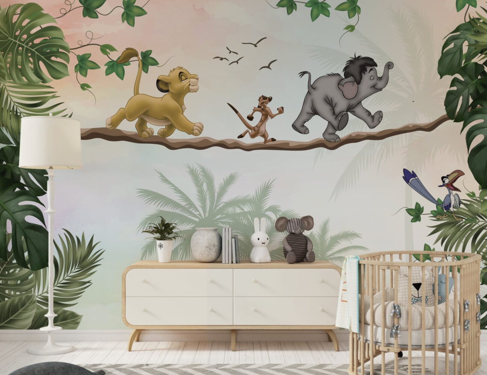 Papel para paredes Rey leon y amigos  jungla
