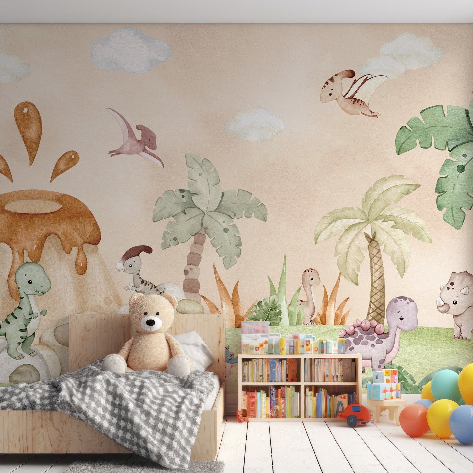 Papel para paredes Jungla jurassica  cute