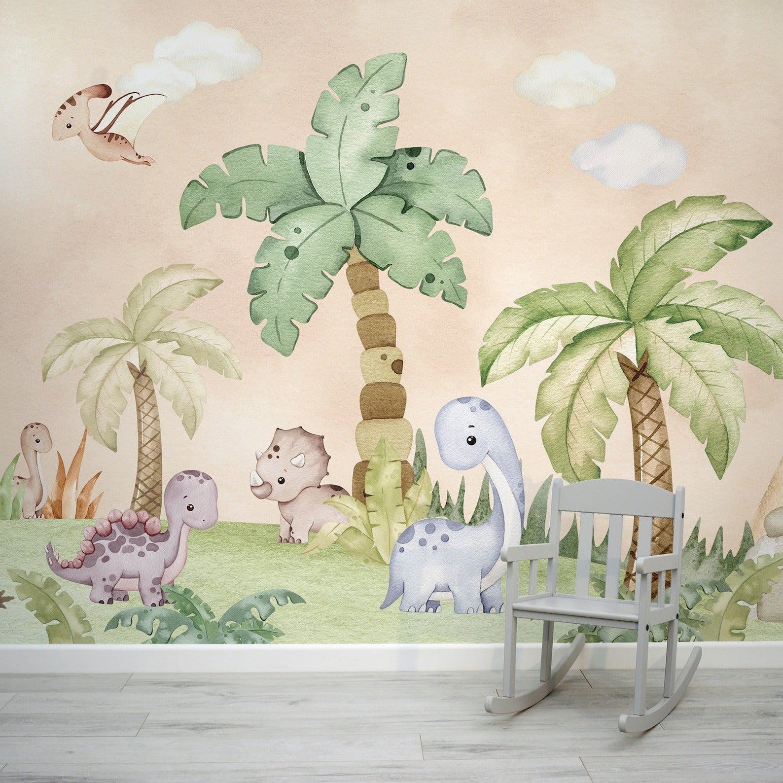 Papel para paredes Jungla jurassica  cute
