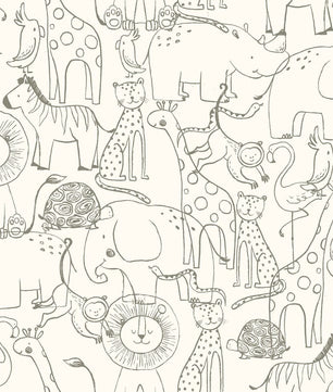 Papel para paredes con bocetos de animales de safari