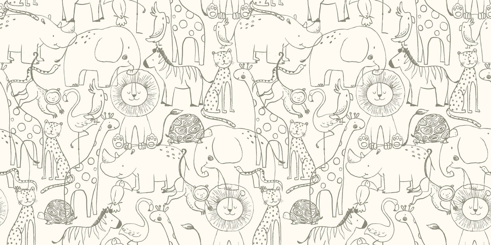 Papel para paredes con bocetos de animales de safari