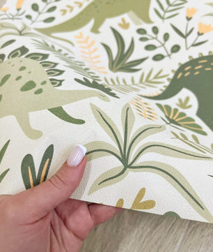 Papel para paredes Mosaico Dinosaurios verdes
