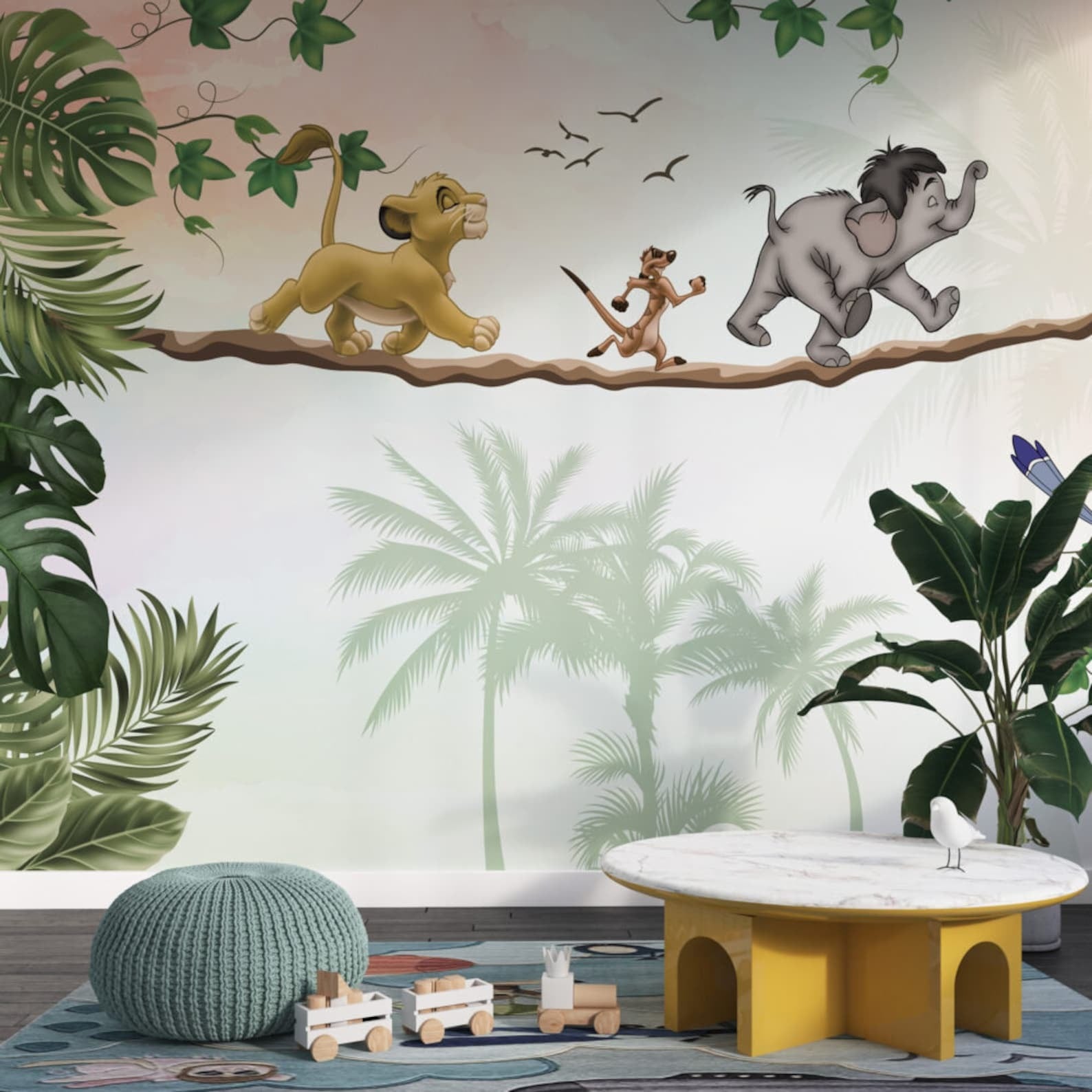 Papel para paredes Rey leon y amigos  jungla
