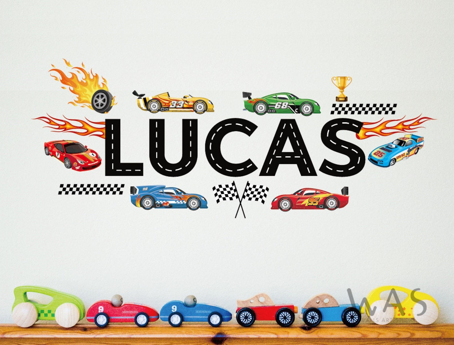 Vinilos decorativos Adhesivos infantiles de Pared Carro 6 cars