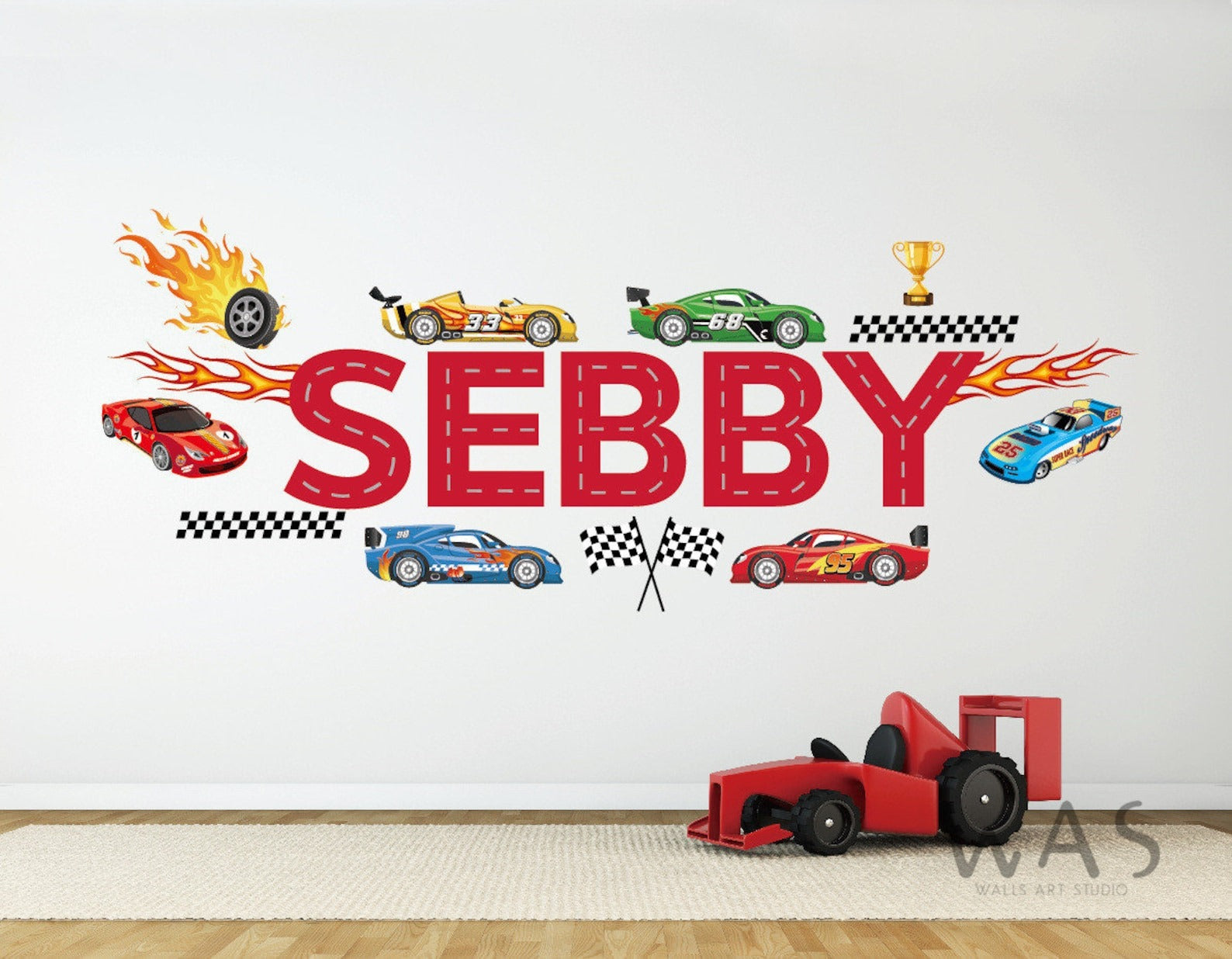 Vinilos decorativos Adhesivos infantiles de Pared Carro 6 cars