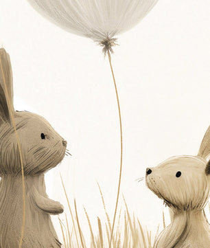 Papel para paredes osos y conejitos con globos
