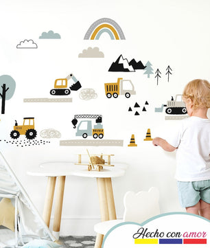 Vinilos decorativos Adhesivos infantiles de Pared  Conjunto Vehiculos