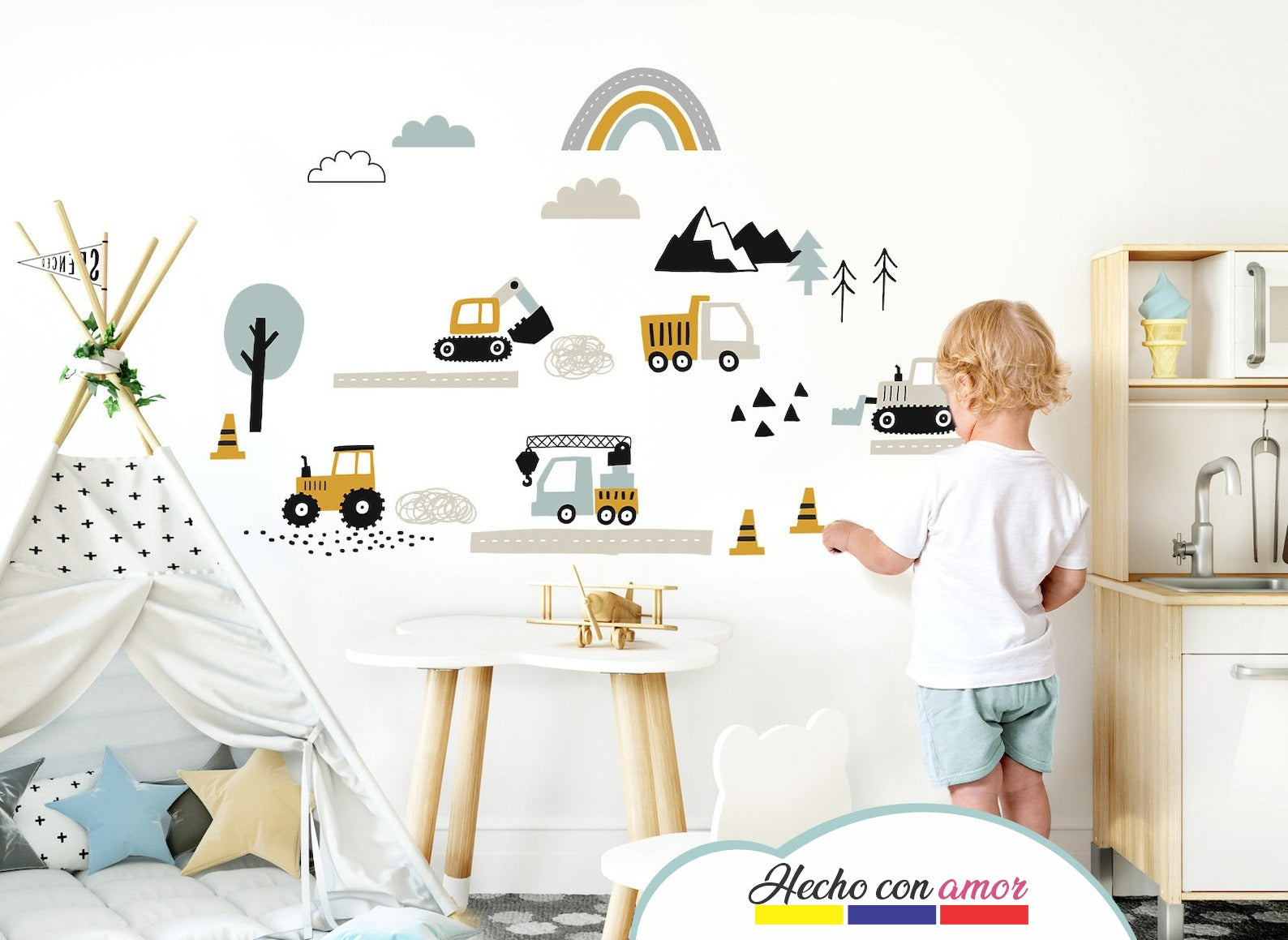 Vinilos decorativos Adhesivos infantiles de Pared  Conjunto Vehiculos