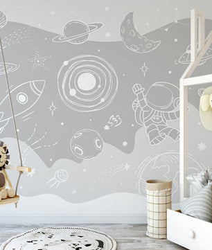 Papel para paredes Astronauta espacio gris