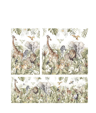 Papel para paredes infantil Paraíso safari acuarela