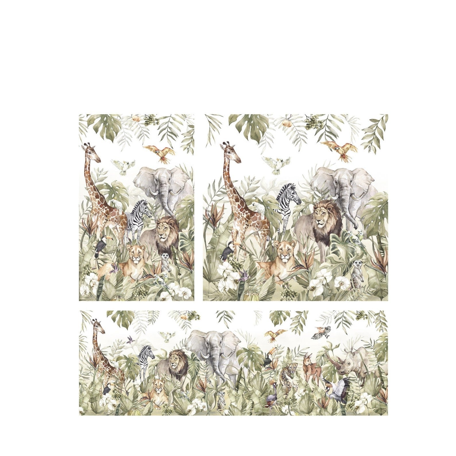 Papel para paredes infantil Paraíso safari acuarela