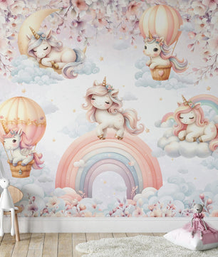 Papel para paredes Unicornios en el cielo