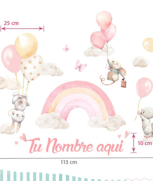 arcoirirs con animales en nubes (0132)